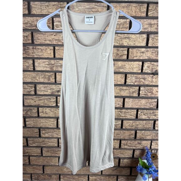 GYMSHARK Women’s Girls New Light Brown Tank Top Vest‎ Gym Training Wear Size S - Picture 1 of 7
